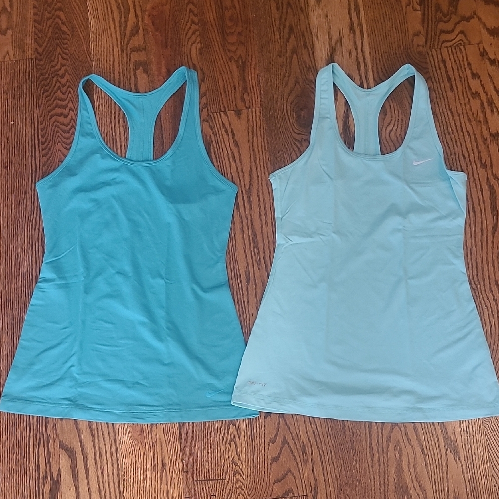 Nike Women's Blue/green Racerback Tank Tops (A Bundle Of 2)